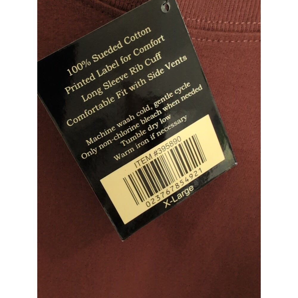 NWT Hathaway Men's Long Sleeve T-Shirt Red XL Crew Neck 100% Cotton - Picture 4 of 4
